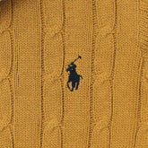 RL Cable-Knit Half Zipper Cotton Sweater (mustard)